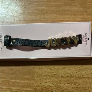 Juicy Couture Black and Gold DOG COLLAR with Metallic Letters